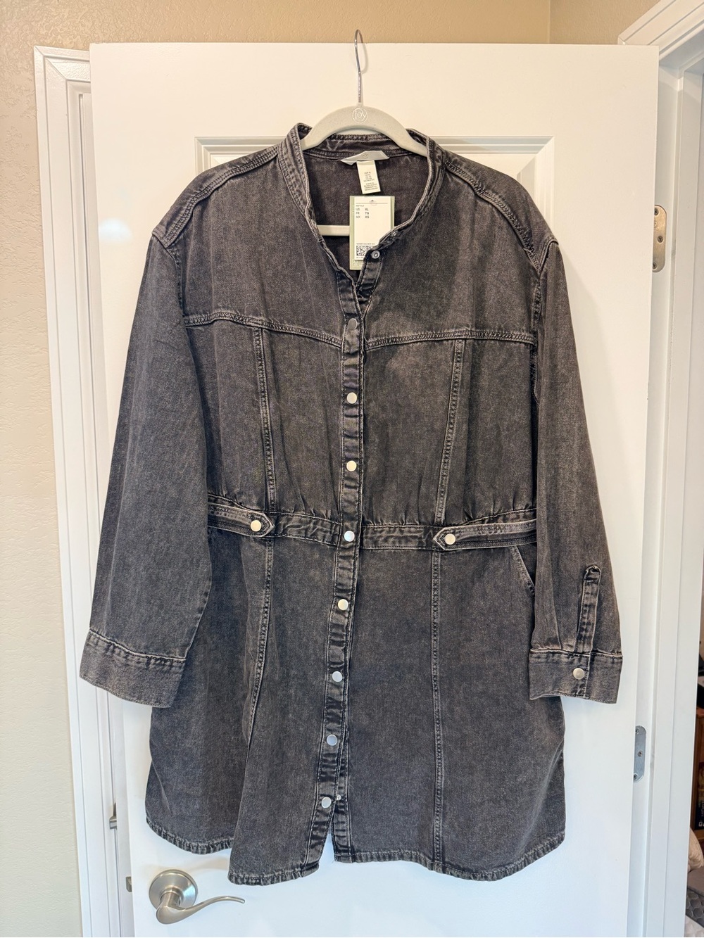 H&M Washed Black Mini Denim Dress